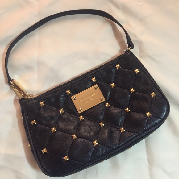MICHAEL Michael Kors Handbags - Michael Kors Black Purse/Wristlet Gold Studs